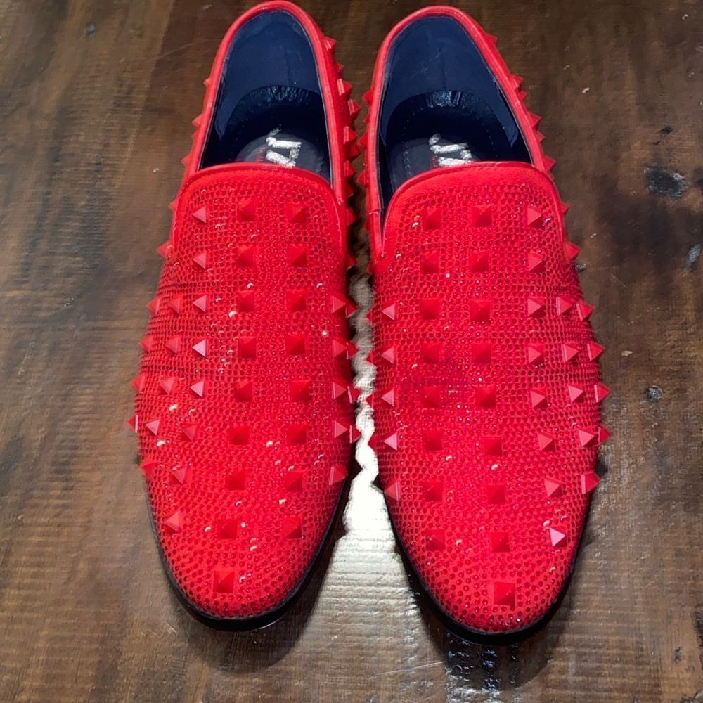 J75 Jump Fernando Red Spiked Men's Loafers size 8